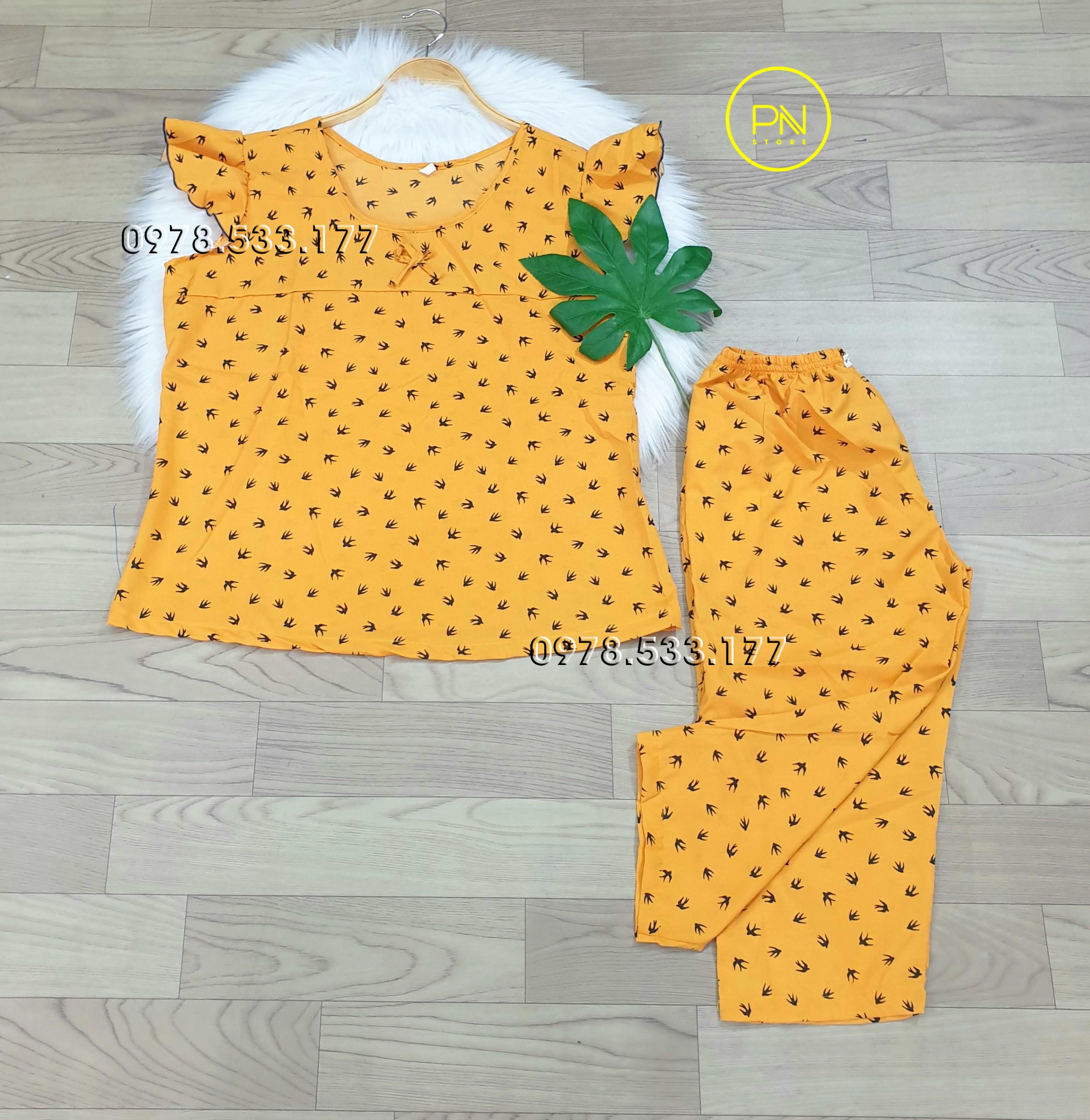 [60-70kg] Đồ bộ trung niên lụa hàn cánh tiên quần lửng cao cấp - LUH6070X24