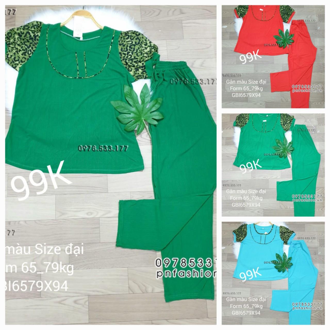 [65-79kg] Đồ bộ trung niên gân màu quần dài size đại - GBI6579X94