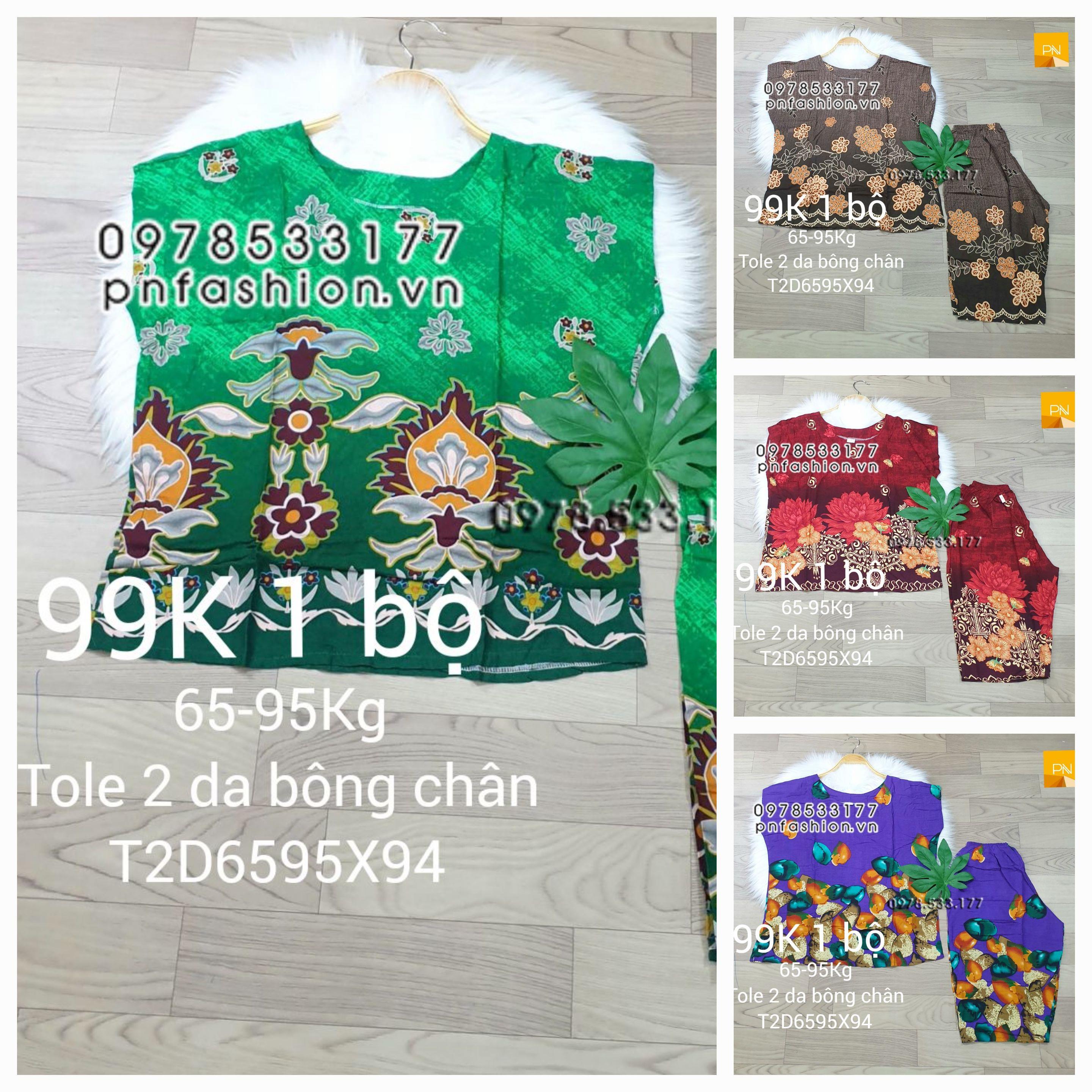 [65-95kg] Đồ bộ trung niên tole 2 da quần lửng bông chân size đại - T2D6595X94