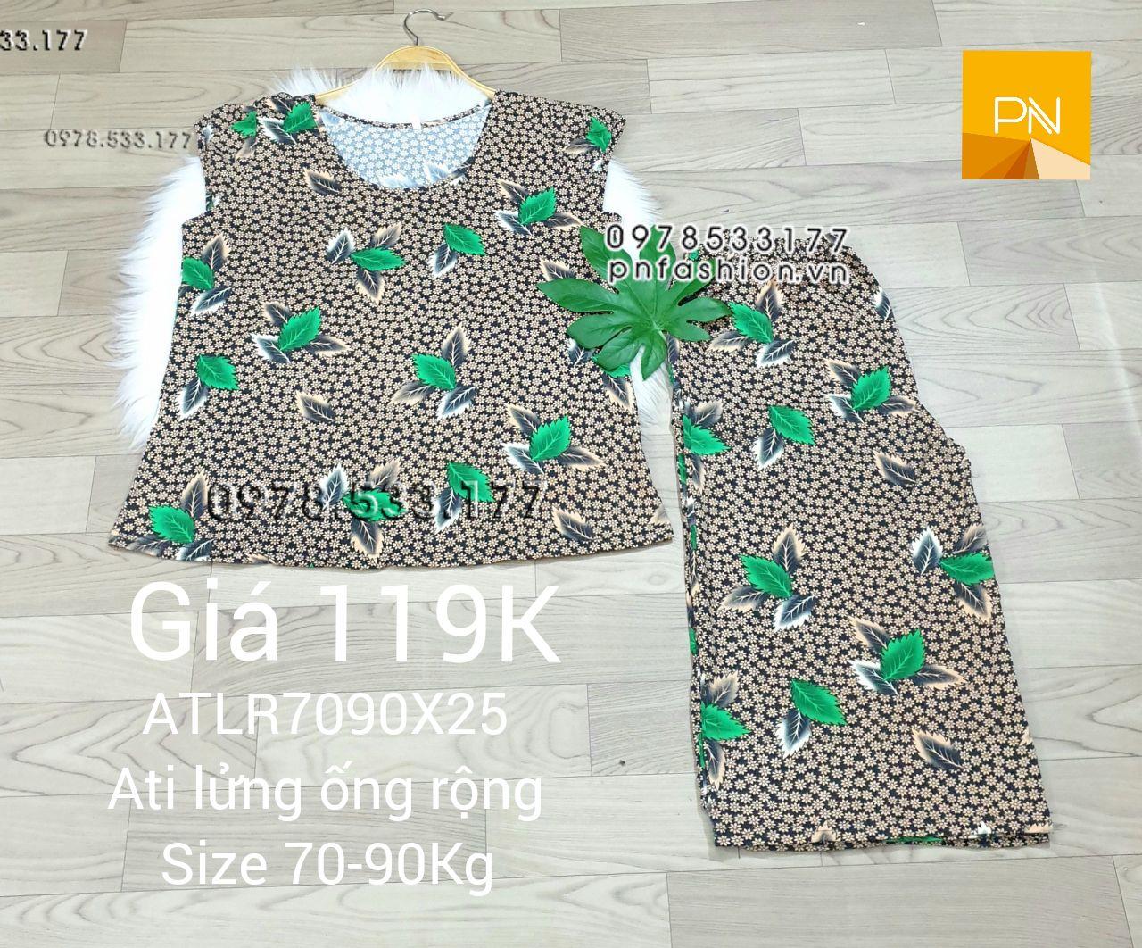 [70-90Kg] Đồ bộ trung niên Ati lửng ống rộng size đại bông đẹp - ALR7090X25-01