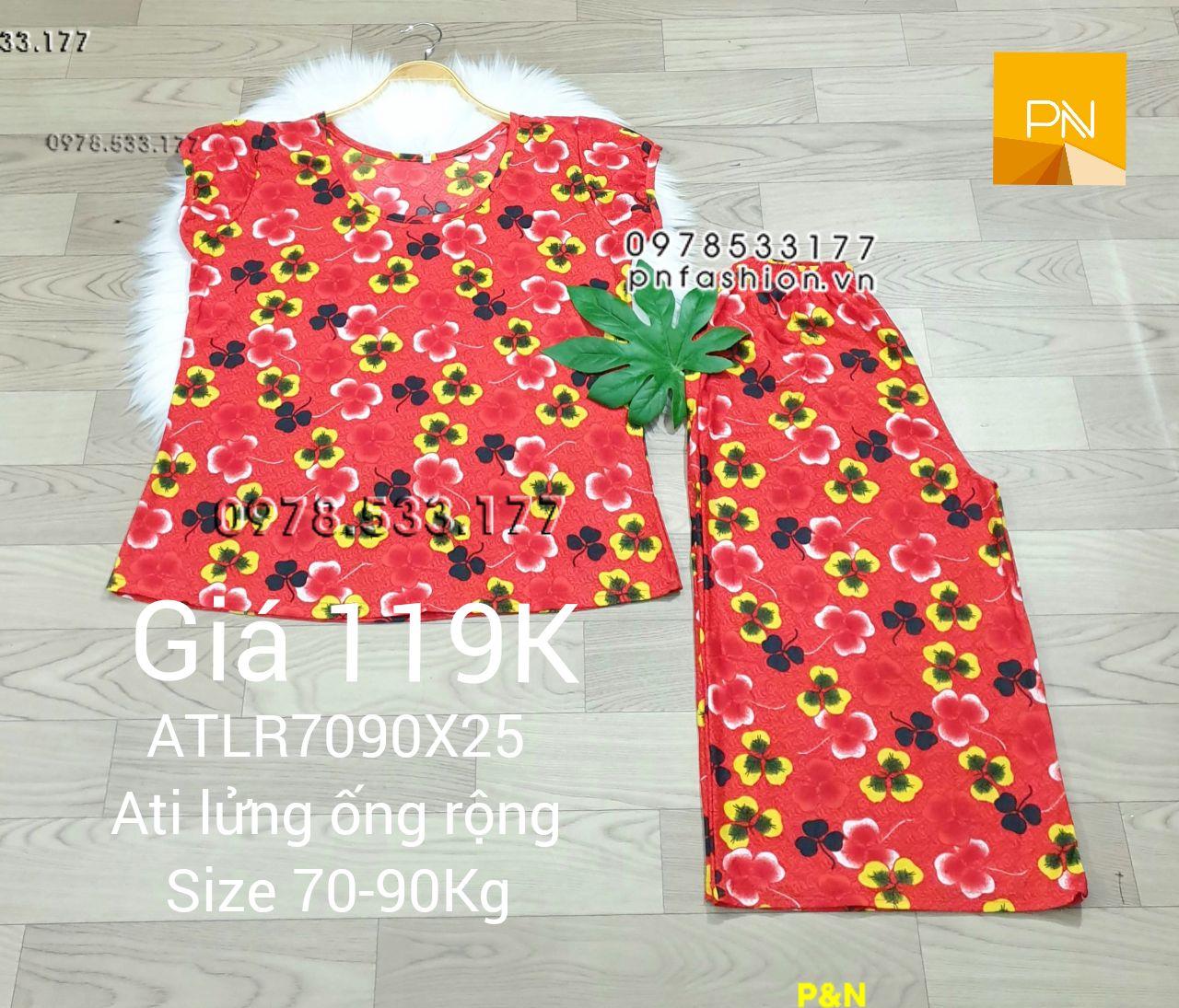 [70-90Kg] Đồ bộ trung niên Ati lửng ống rộng size đại bông đẹp - ALR7090X25-01