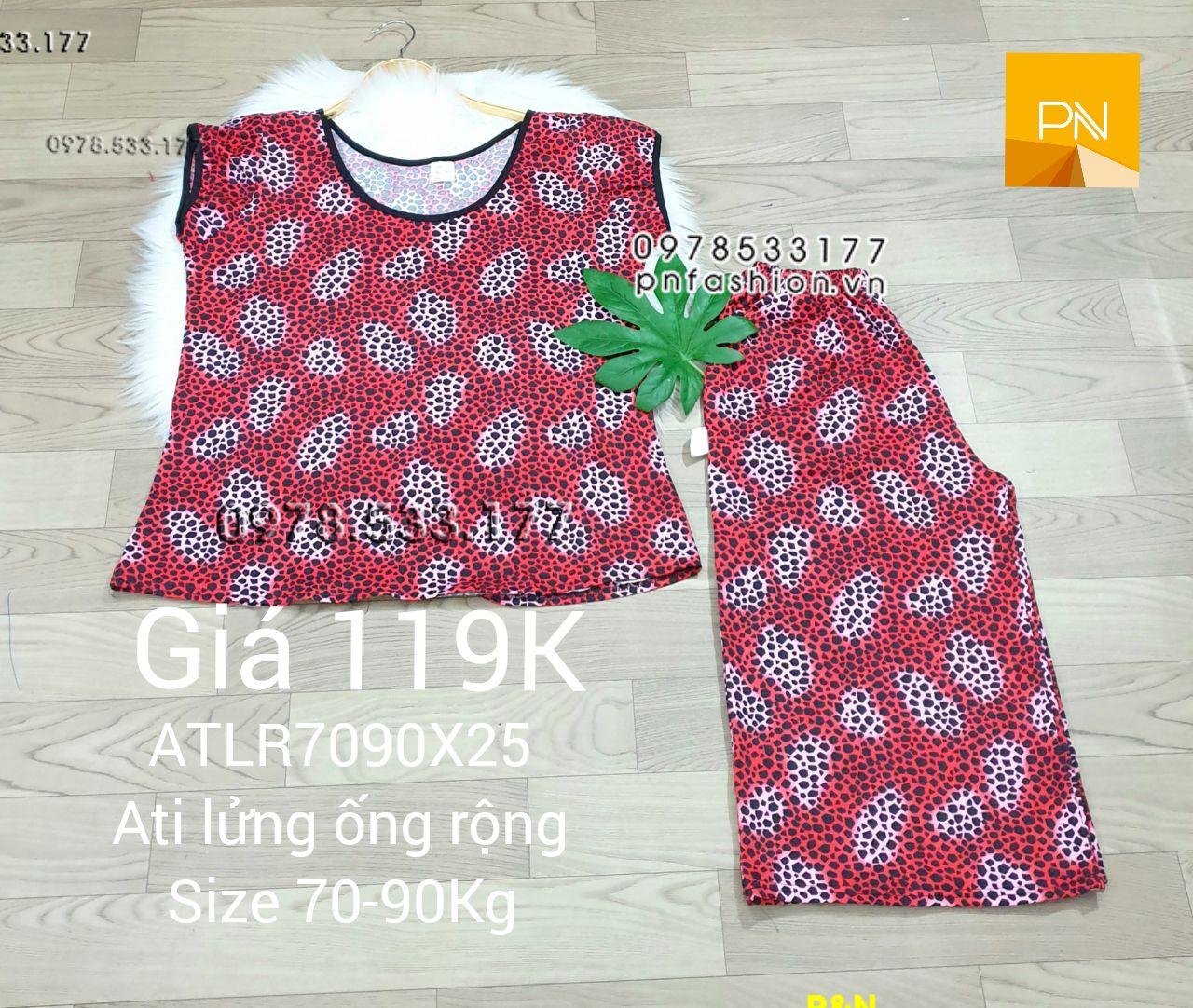 [70-90Kg] Đồ bộ trung niên Ati lửng ống rộng size đại bông đẹp - ALR7090X25-01