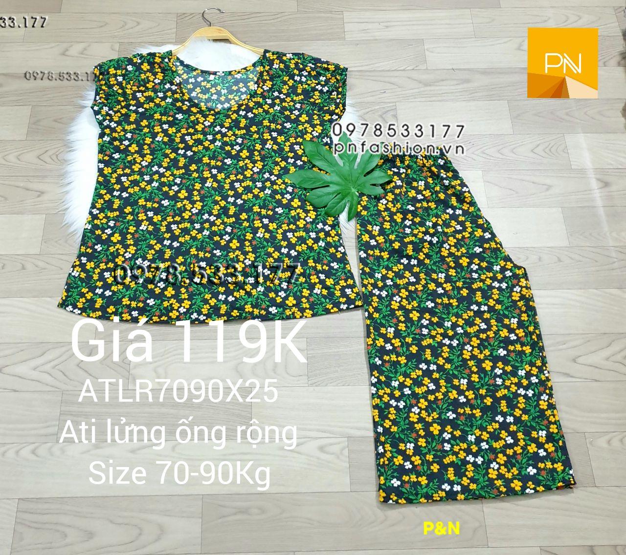 [70-90Kg] Đồ bộ trung niên Ati lửng ống rộng size đại bông đẹp - ALR7090X25-01