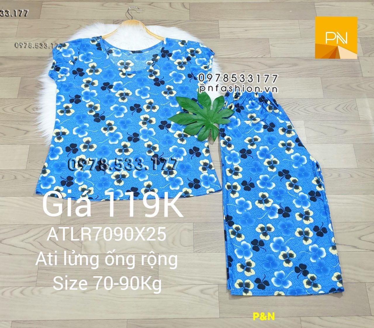 [70-90Kg] Đồ bộ trung niên Ati lửng ống rộng size đại bông đẹp - ALR7090X25-01