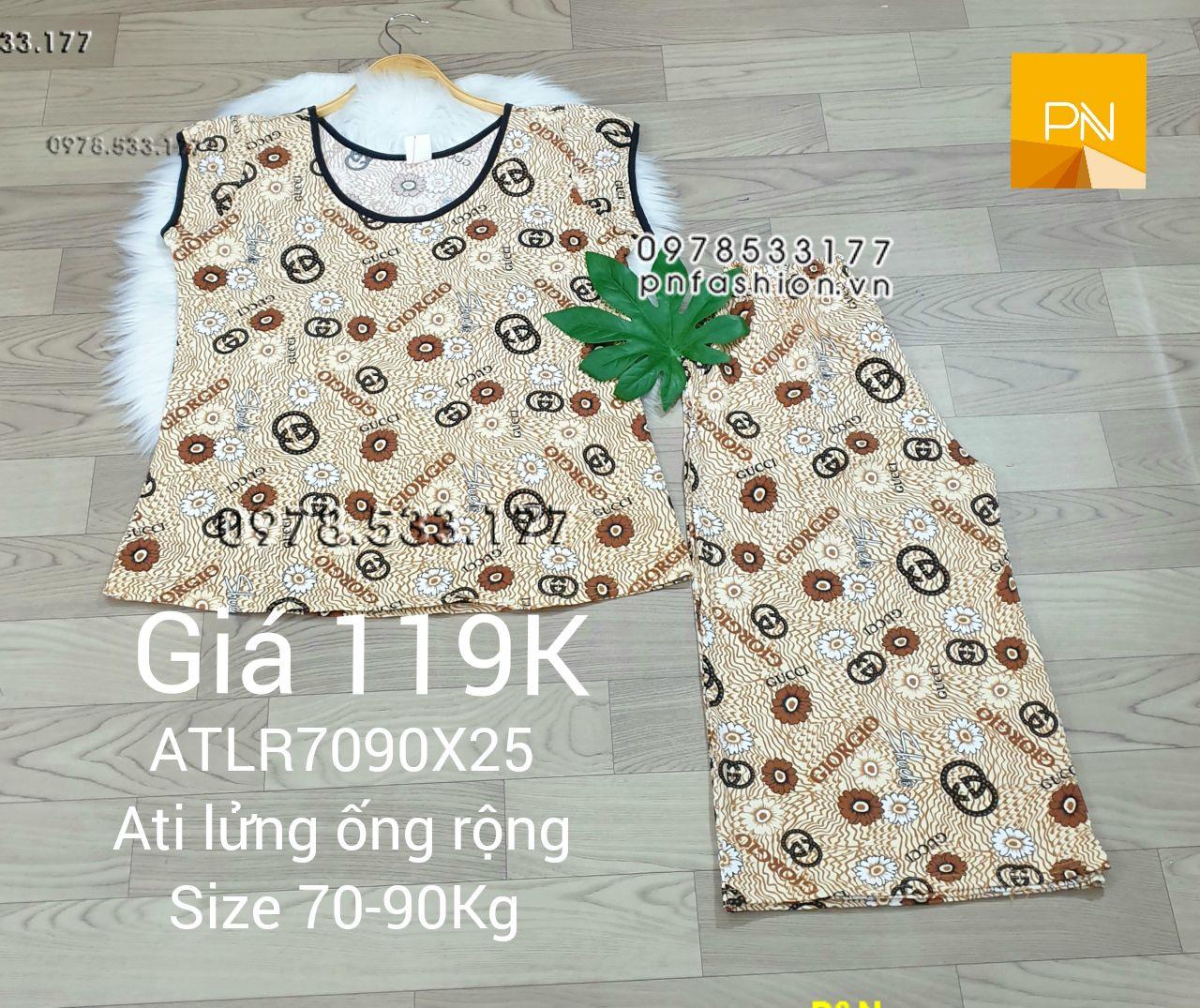 [70-90Kg] Đồ bộ trung niên Ati lửng ống rộng size đại bông đẹp - ALR7090X25-01