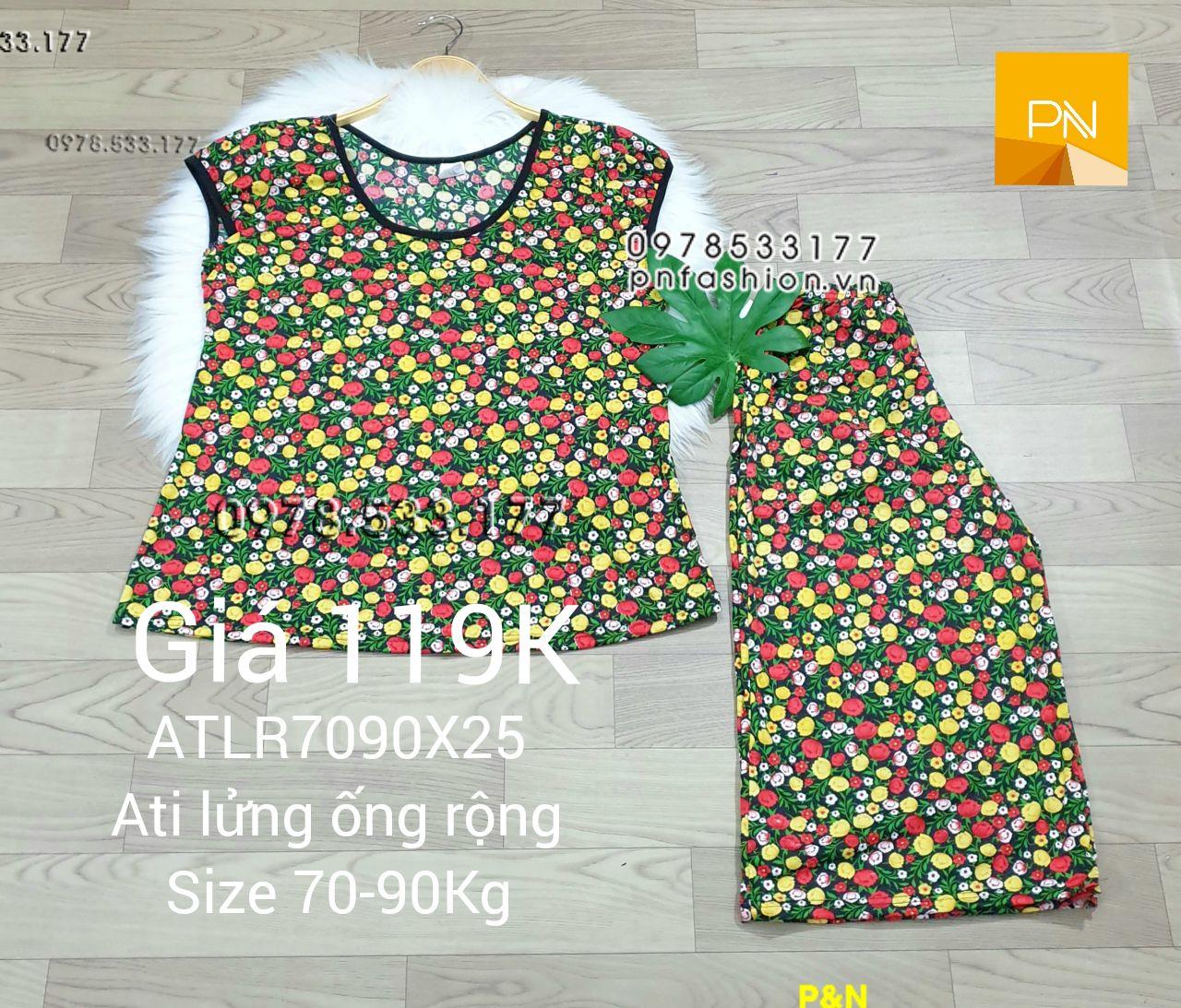 [70-90Kg] Đồ bộ trung niên Ati lửng ống rộng size đại bông đẹp - ALR7090X25-01