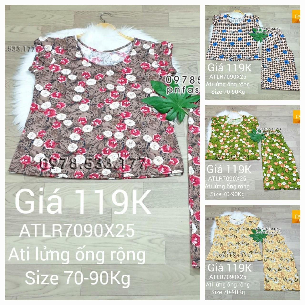 [70-90Kg] Đồ bộ trung niên Ati lửng ống rộng size đại bông đẹp - ALR7090X25-01