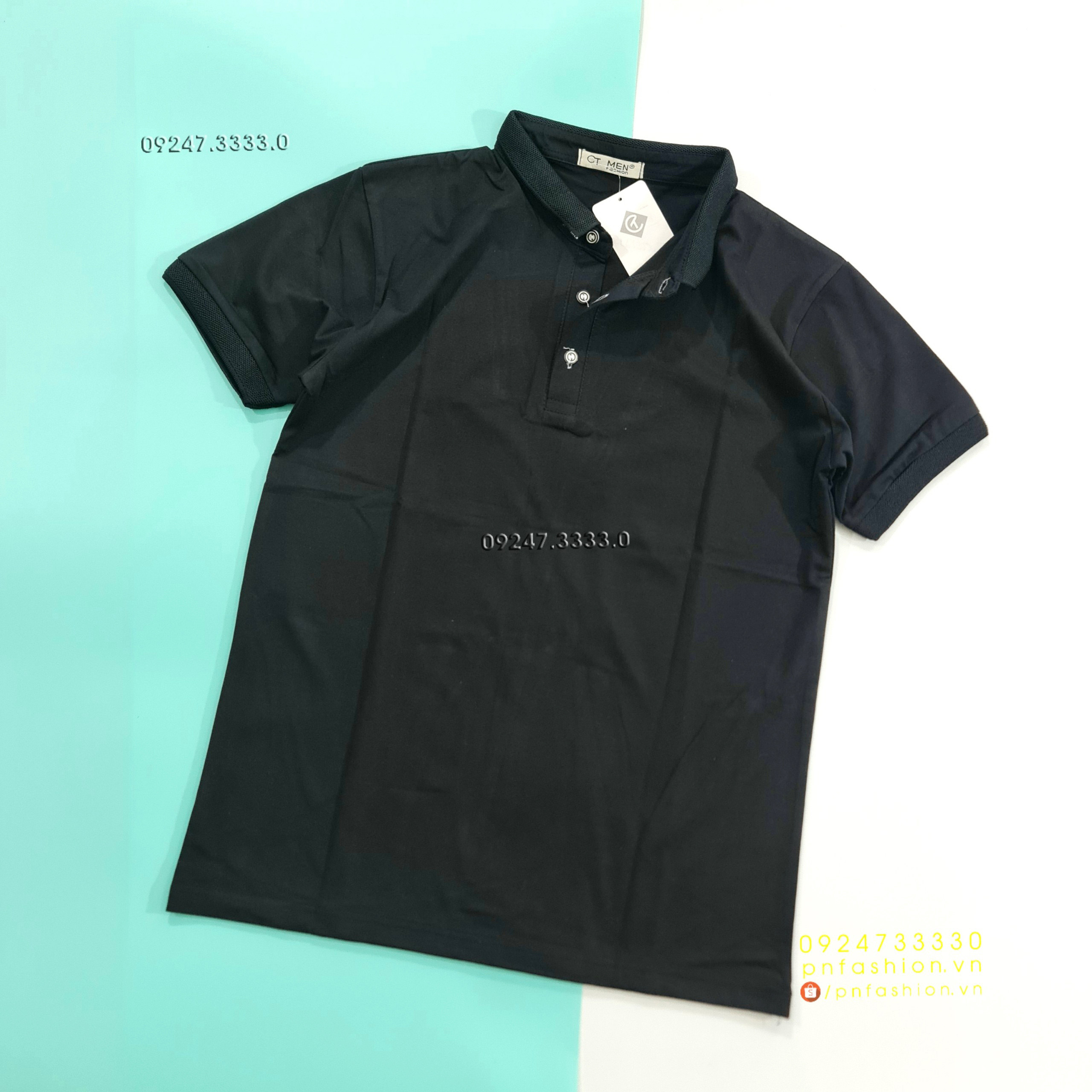 [53-60kg] Áo thun nam có cổ tay ngắn vải cotton 4 chiều - PN241121-2XL