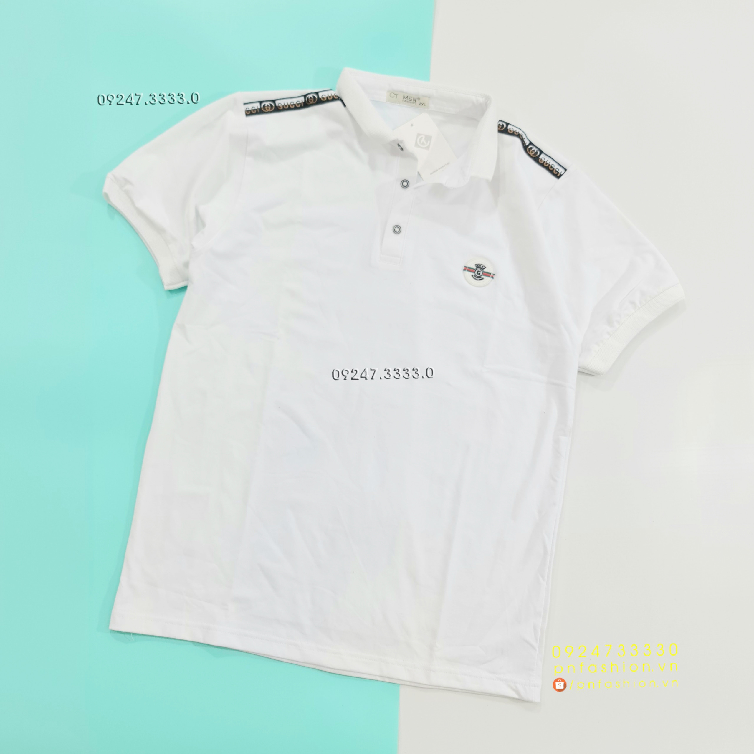 [53-60kg] Áo thun nam có cổ tay ngắn vải cotton 4 chiều - PN241121-2XL