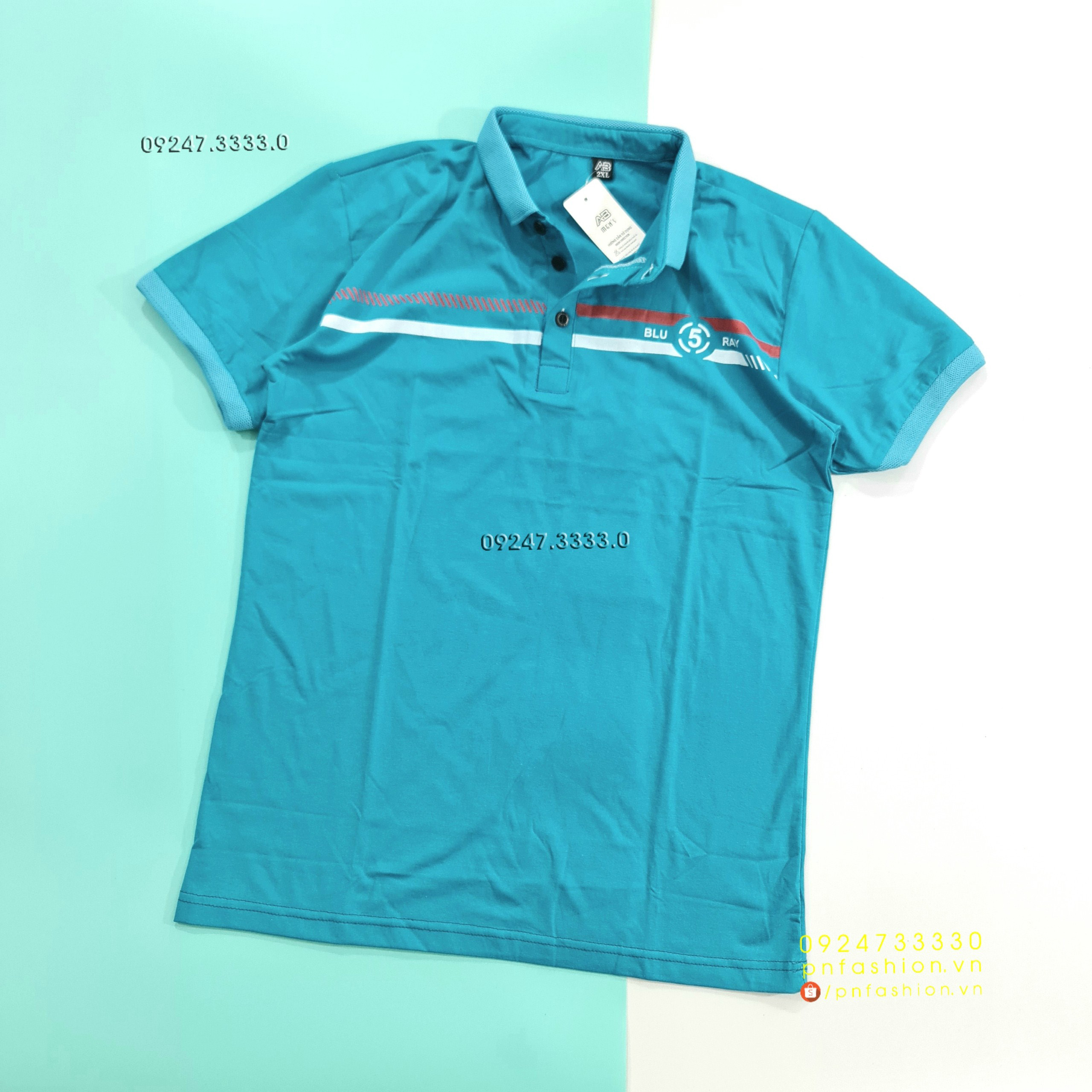 [53-60kg] Áo thun nam có cổ tay ngắn vải cotton 4 chiều - PN241121-2XL