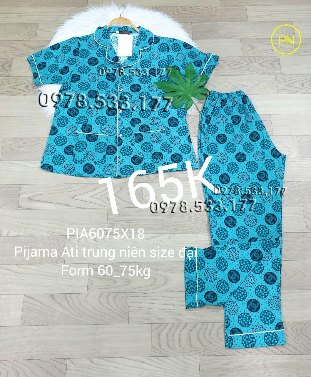 [60-75kg] Đồ bộ trung niên Pijama Ati quần dài size đại - PIA6075X18