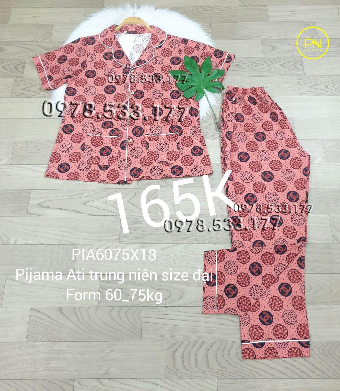 [60-75kg] Đồ bộ trung niên Pijama Ati quần dài size đại - PIA6075X18
