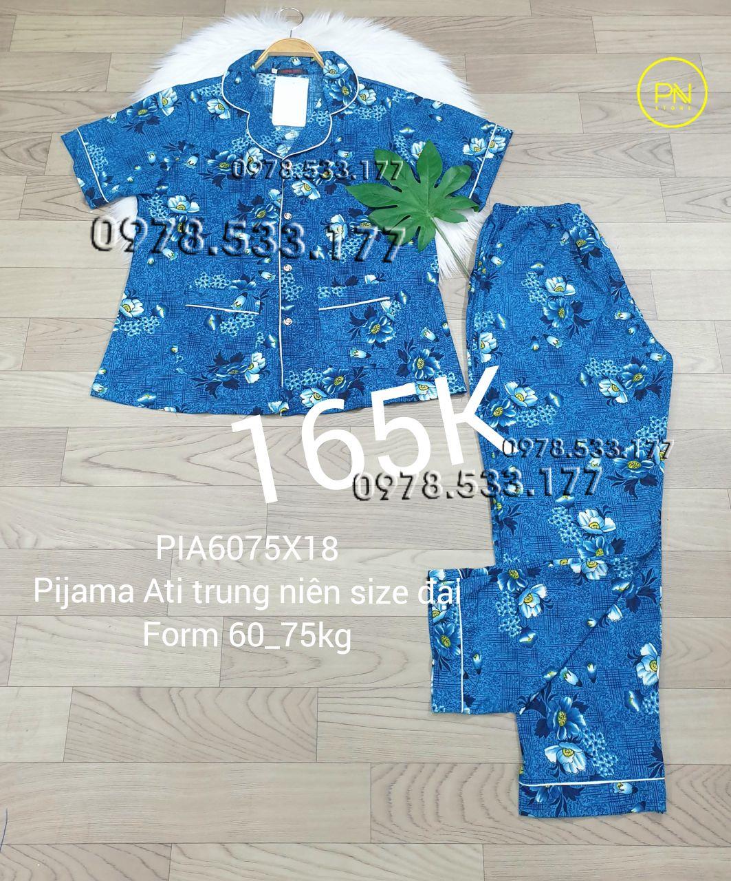 [60-75kg] Đồ bộ trung niên Pijama Ati quần dài size đại - PIA6075X18