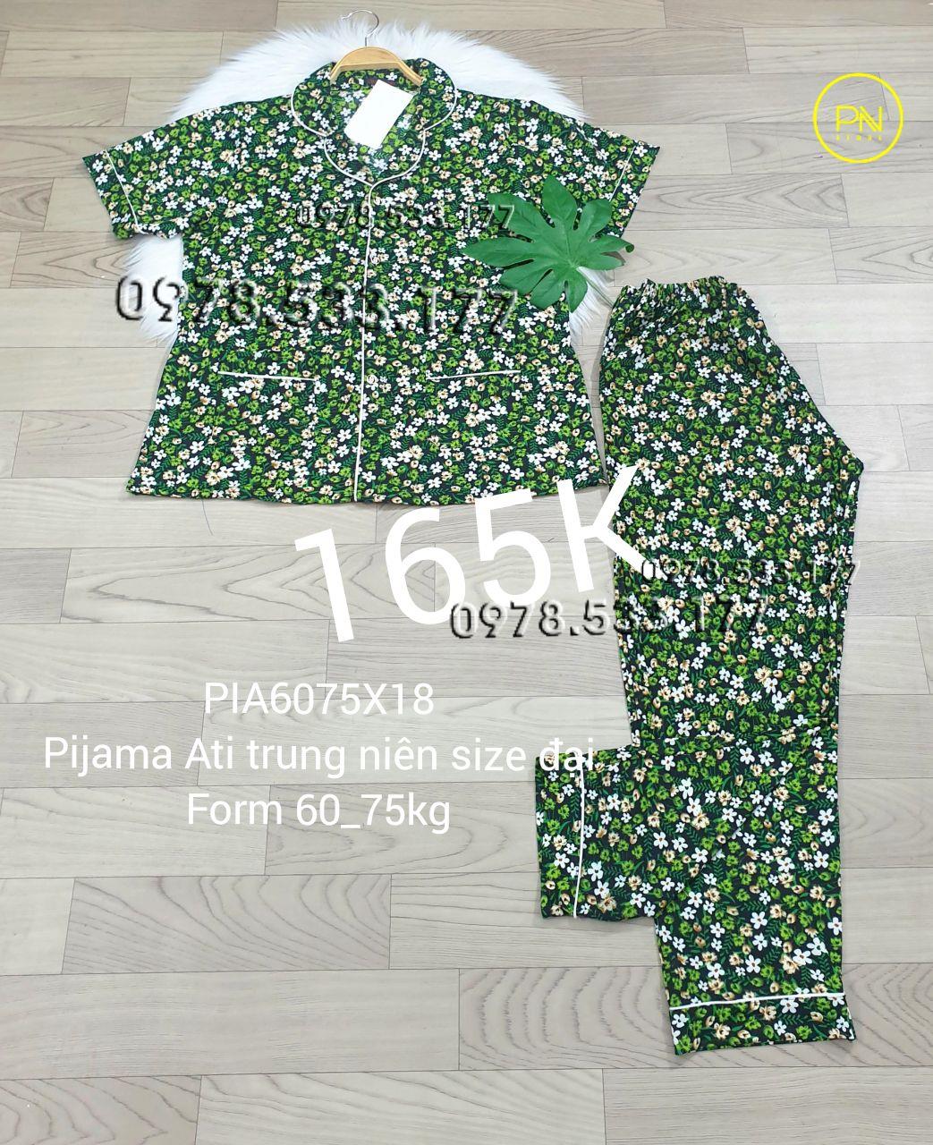 [60-75kg] Đồ bộ trung niên Pijama Ati quần dài size đại - PIA6075X18
