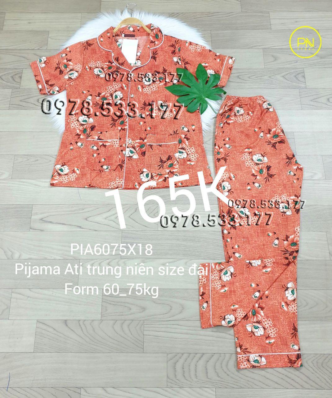 [60-75kg] Đồ bộ trung niên Pijama Ati quần dài size đại - PIA6075X18