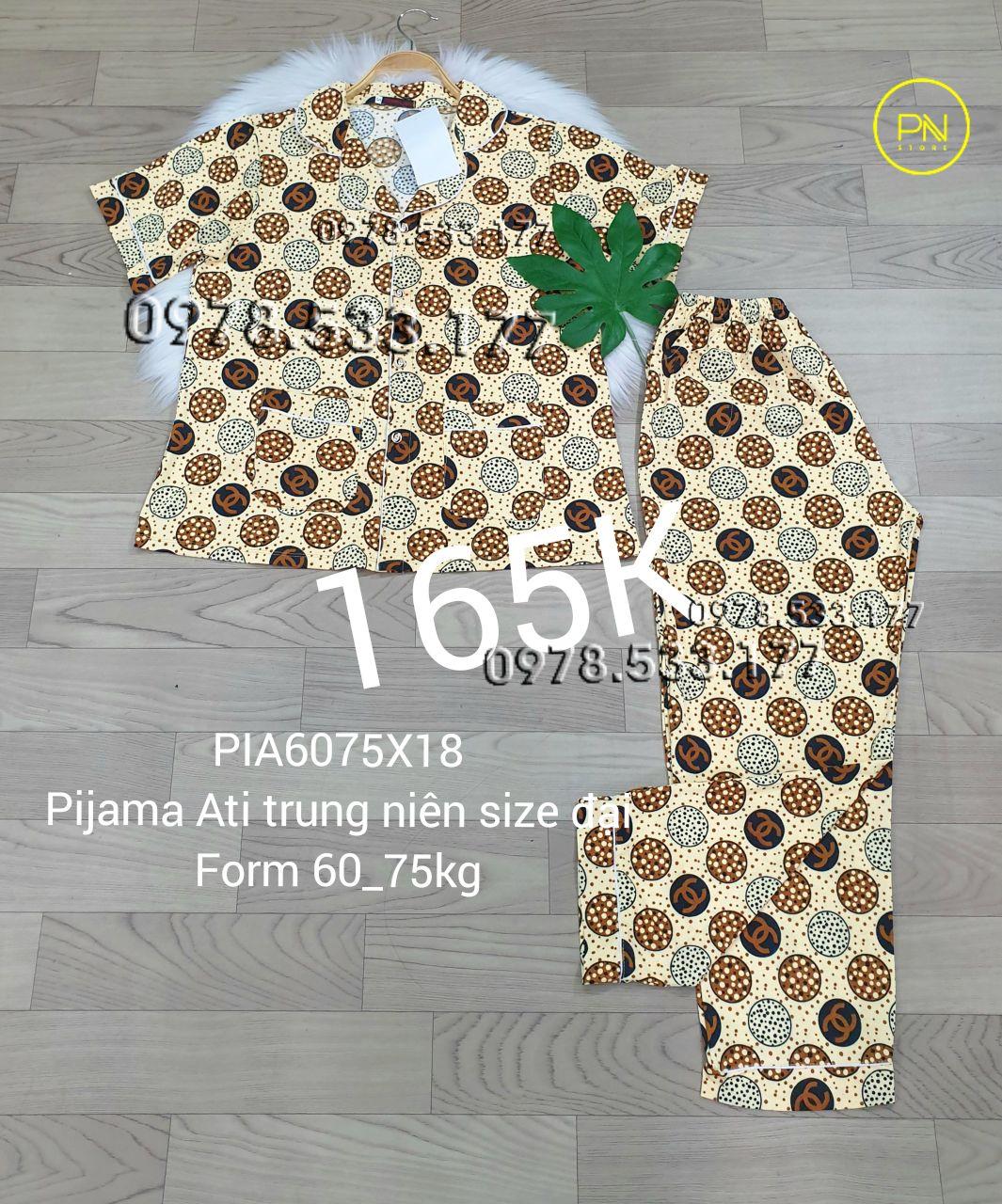 [60-75kg] Đồ bộ trung niên Pijama Ati quần dài size đại - PIA6075X18