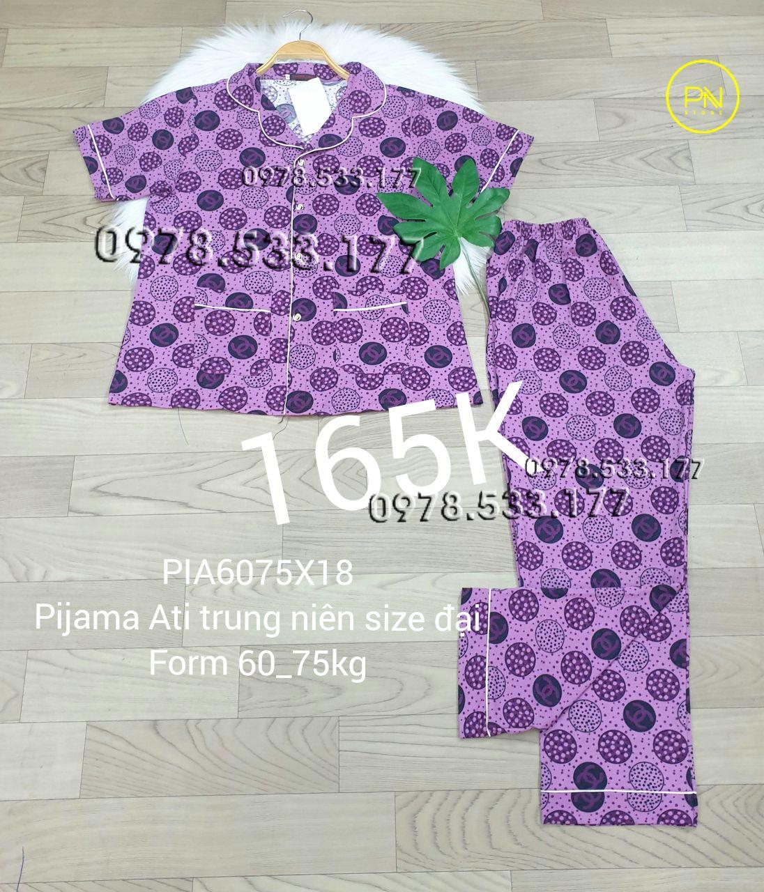 [60-75kg] Đồ bộ trung niên Pijama Ati quần dài size đại - PIA6075X18