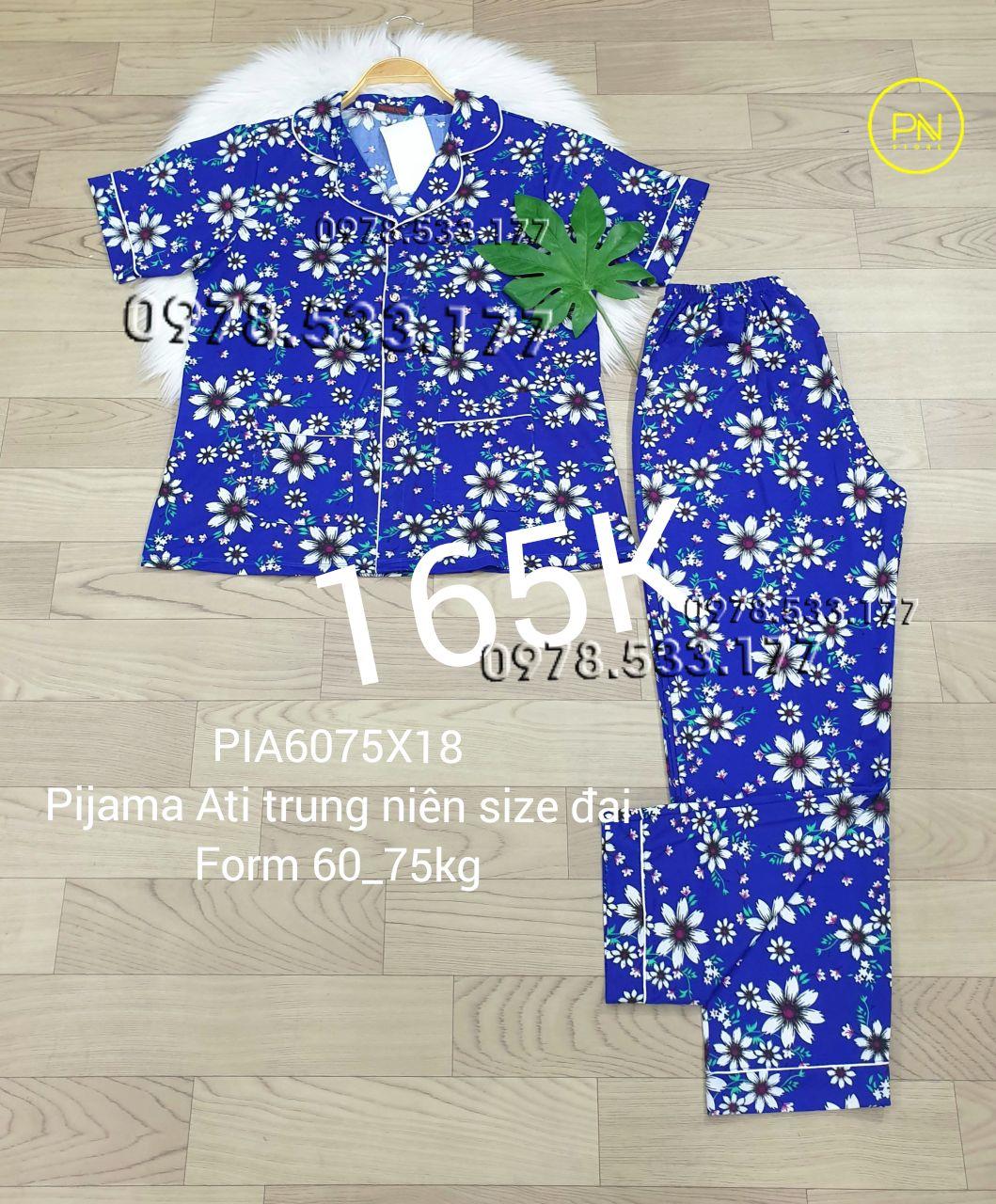 [60-75kg] Đồ bộ trung niên Pijama Ati quần dài size đại - PIA6075X18