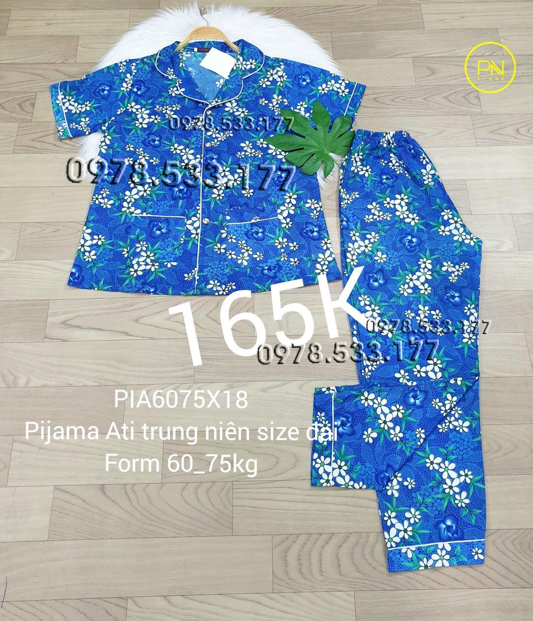 [60-75kg] Đồ bộ trung niên Pijama Ati quần dài size đại - PIA6075X18