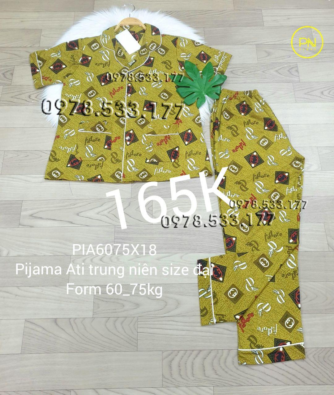 [60-75kg] Đồ bộ trung niên Pijama Ati quần dài size đại - PIA6075X18