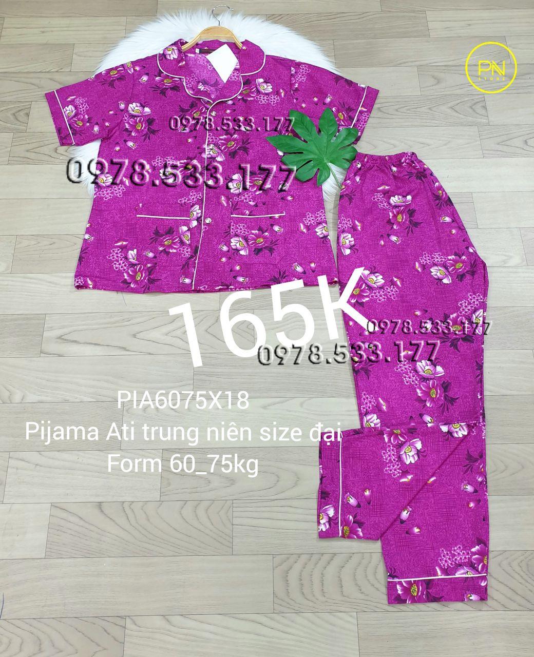 [60-75kg] Đồ bộ trung niên Pijama Ati quần dài size đại - PIA6075X18