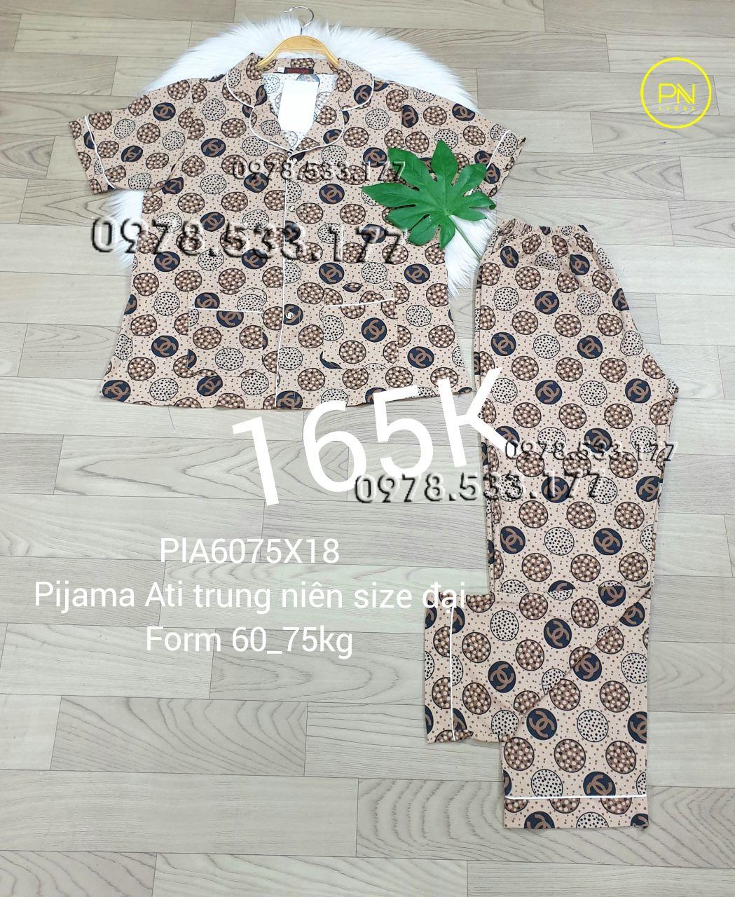 [60-75kg] Đồ bộ trung niên Pijama Ati quần dài size đại - PIA6075X18