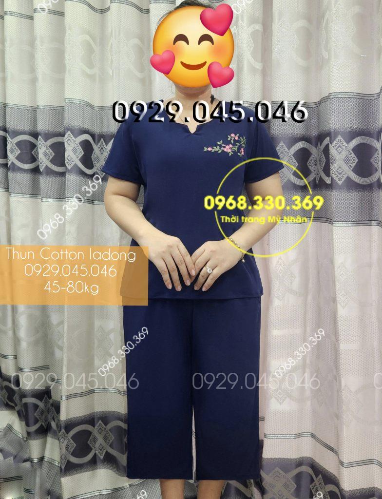 [45-80kg] Bộ trung niên thun cotton ladong cao cấp quần lửng rộng mặc nhà cho người lớn tuổi - PN734