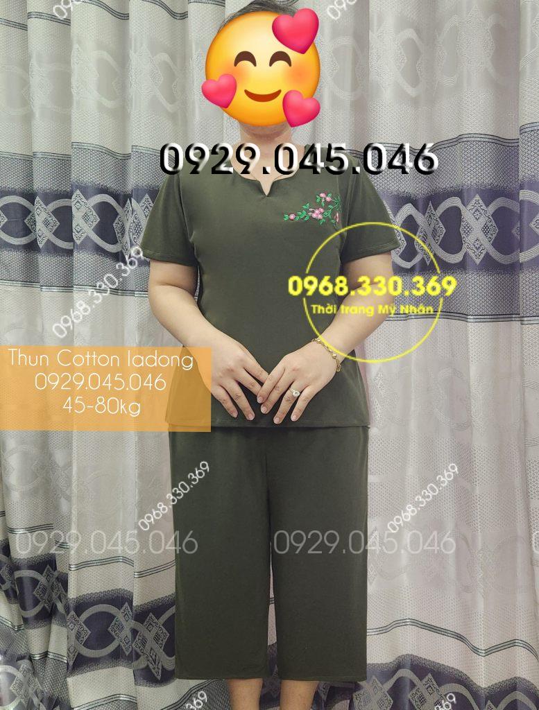 [45-80kg] Bộ trung niên thun cotton ladong cao cấp quần lửng rộng mặc nhà cho người lớn tuổi - PN734