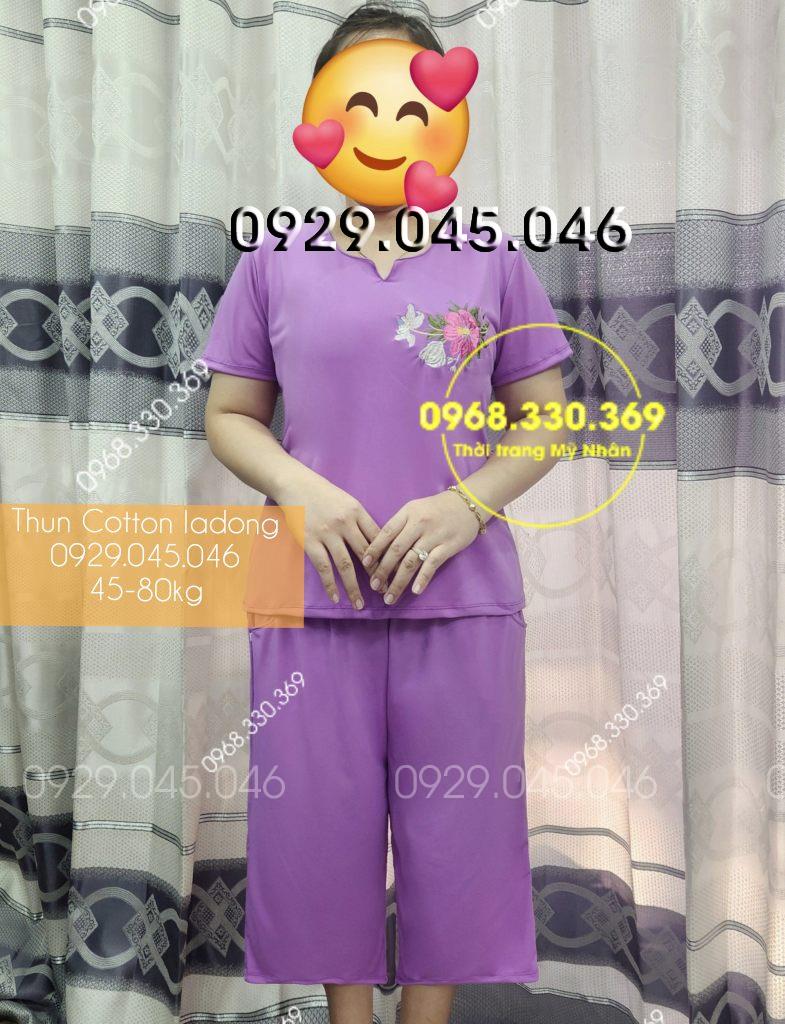 [45-80kg] Bộ trung niên thun cotton ladong cao cấp quần lửng rộng mặc nhà cho người lớn tuổi - PN734