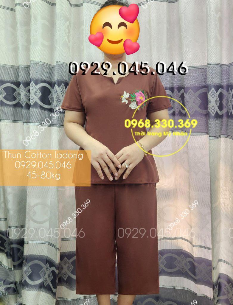 [45-80kg] Bộ trung niên thun cotton ladong cao cấp quần lửng rộng mặc nhà cho người lớn tuổi - PN734