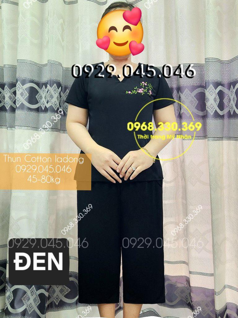 [45-80kg] Bộ trung niên thun cotton ladong cao cấp quần lửng rộng mặc nhà cho người lớn tuổi - PN734