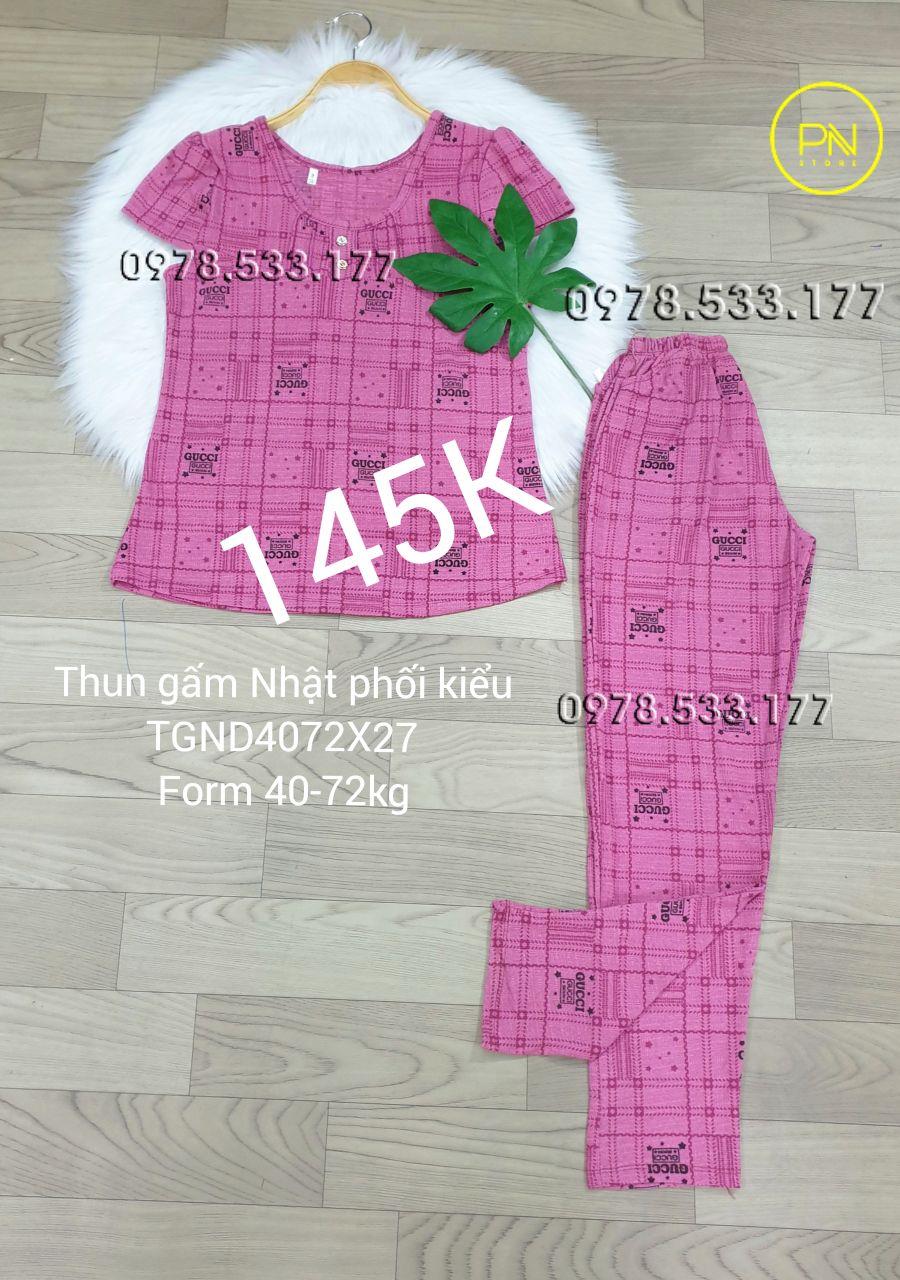 [40-72kg] Đồ bộ trung niên thun gấm Nhật quần dài phối kiểu - TGND4072X27