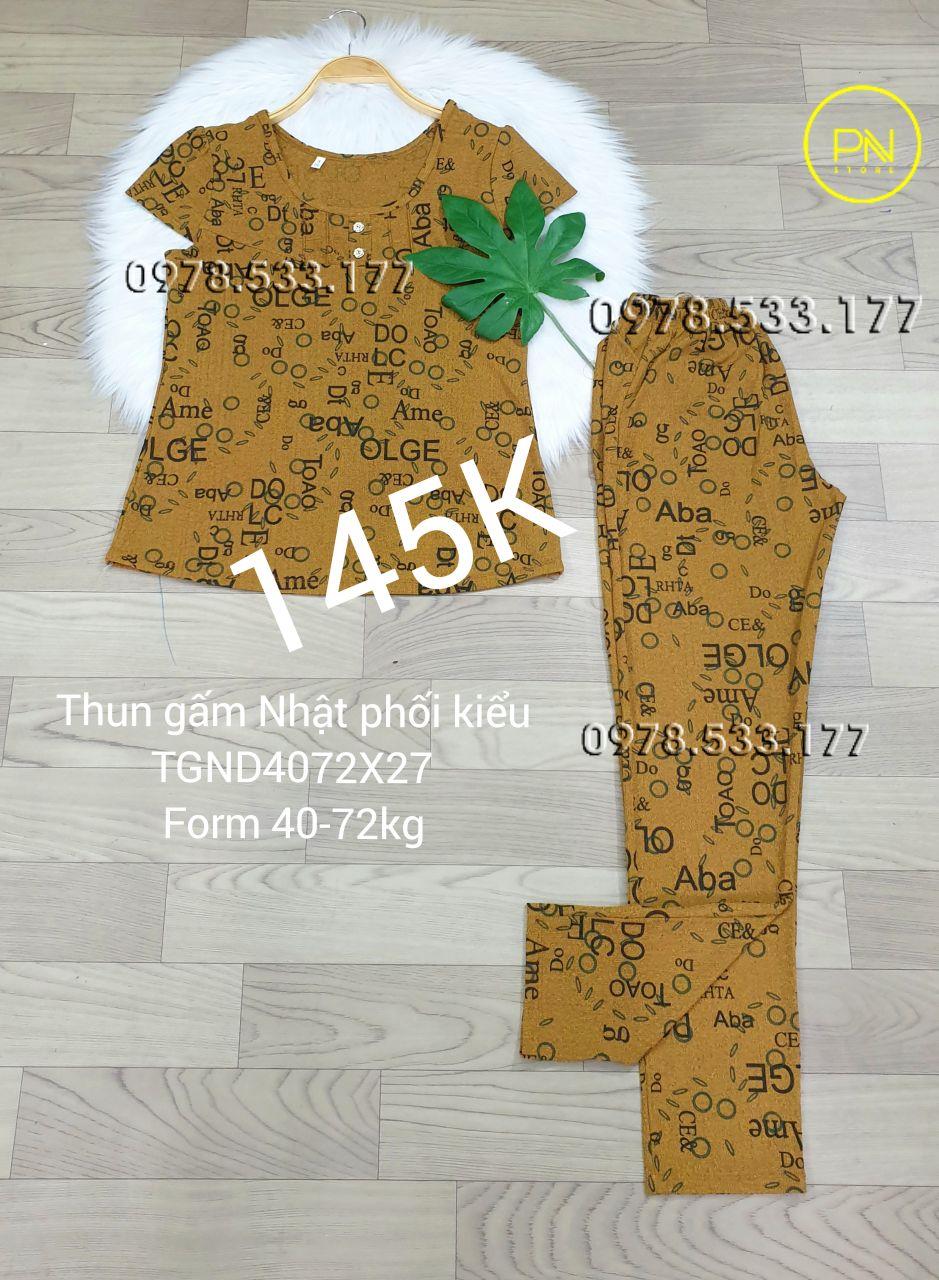 [40-72kg] Đồ bộ trung niên thun gấm Nhật quần dài phối kiểu - TGND4072X27