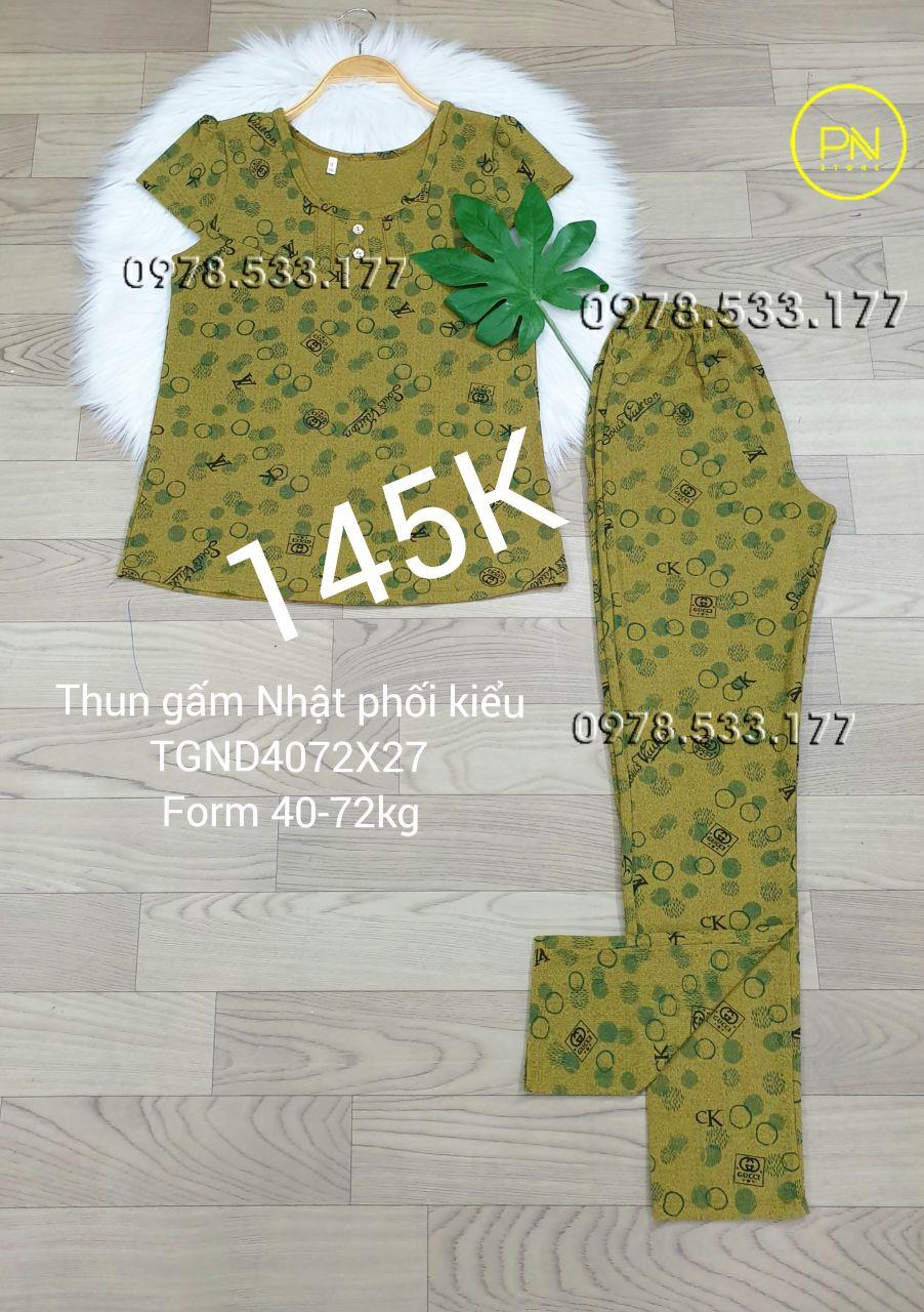 [40-72kg] Đồ bộ trung niên thun gấm Nhật quần dài phối kiểu - TGND4072X27