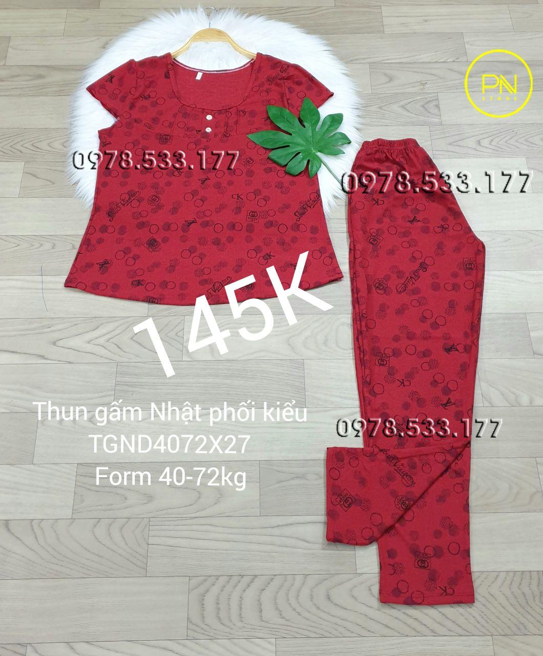 [40-72kg] Đồ bộ trung niên thun gấm Nhật quần dài phối kiểu - TGND4072X27