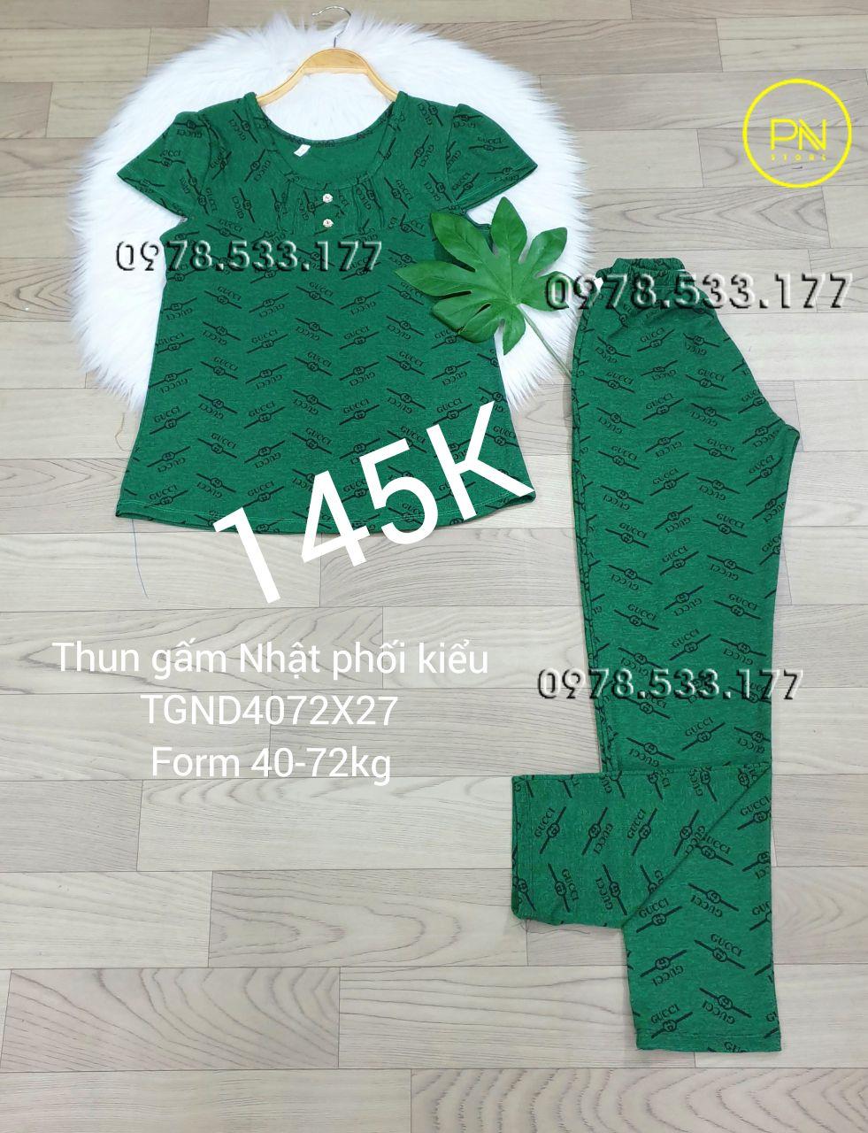 [40-72kg] Đồ bộ trung niên thun gấm Nhật quần dài phối kiểu - TGND4072X27