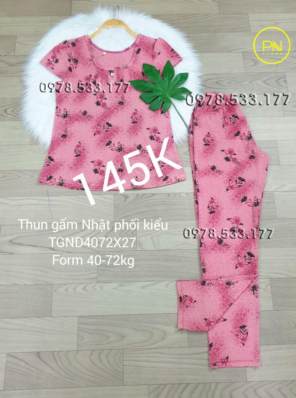 [40-72kg] Đồ bộ trung niên thun gấm Nhật quần dài phối kiểu - TGND4072X27