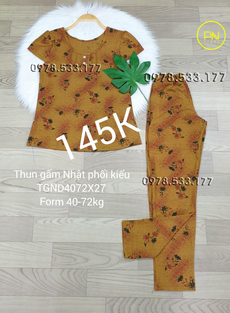 [40-72kg] Đồ bộ trung niên thun gấm Nhật quần dài phối kiểu - TGND4072X27