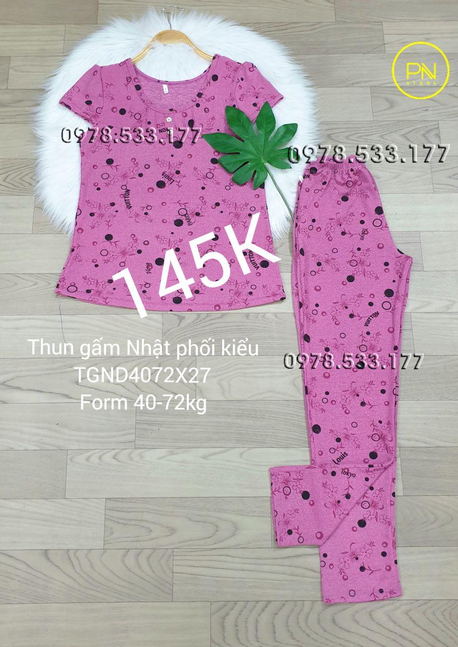[40-72kg] Đồ bộ trung niên thun gấm Nhật quần dài phối kiểu - TGND4072X27