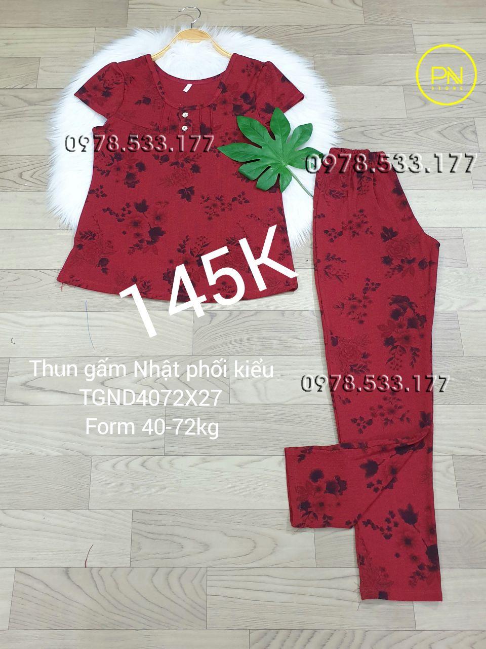 [40-72kg] Đồ bộ trung niên thun gấm Nhật quần dài phối kiểu - TGND4072X27