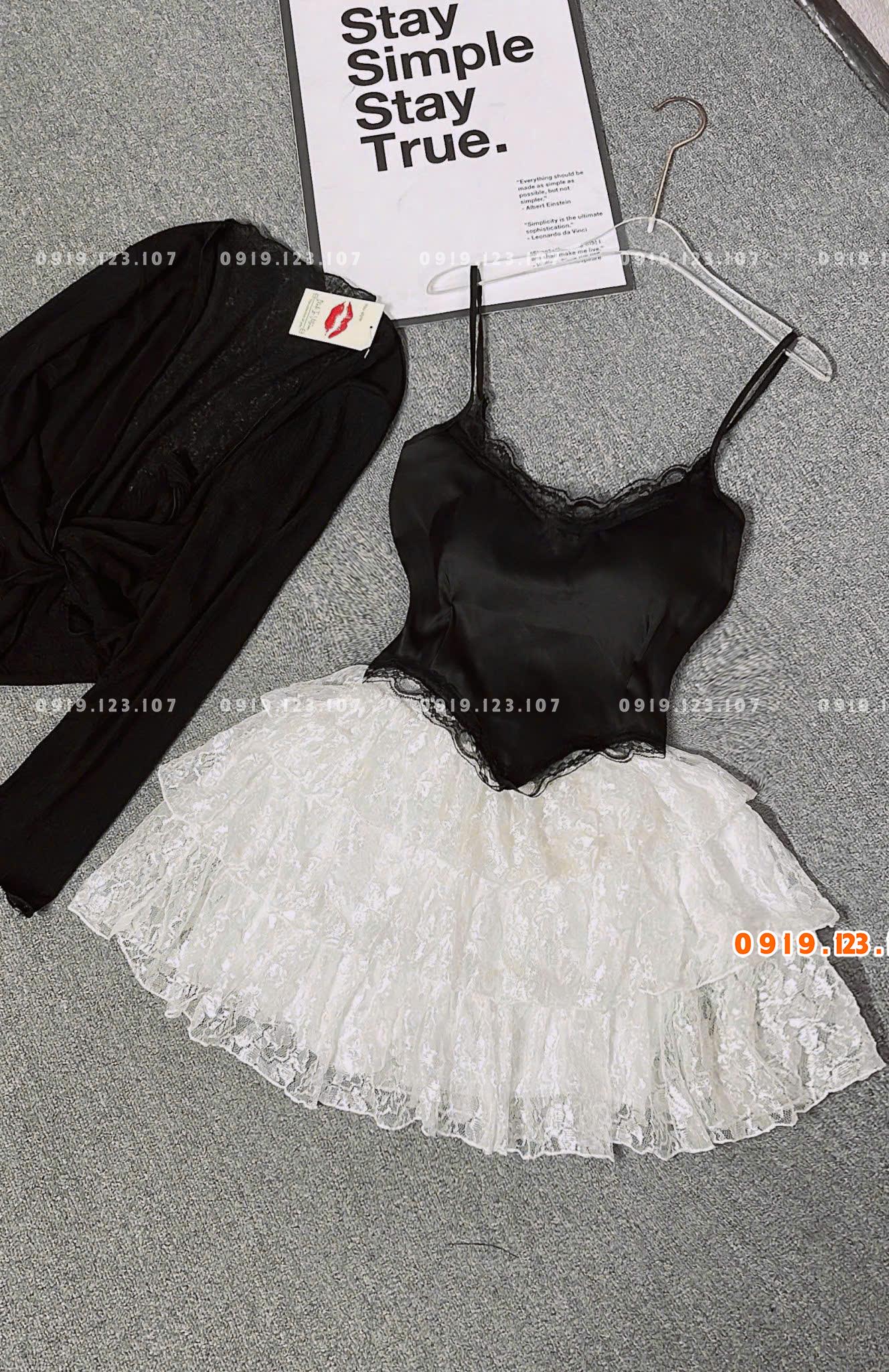 Set 3 món váy ren khoác Bra đẹp hit hot xịn xò - SBT761THU