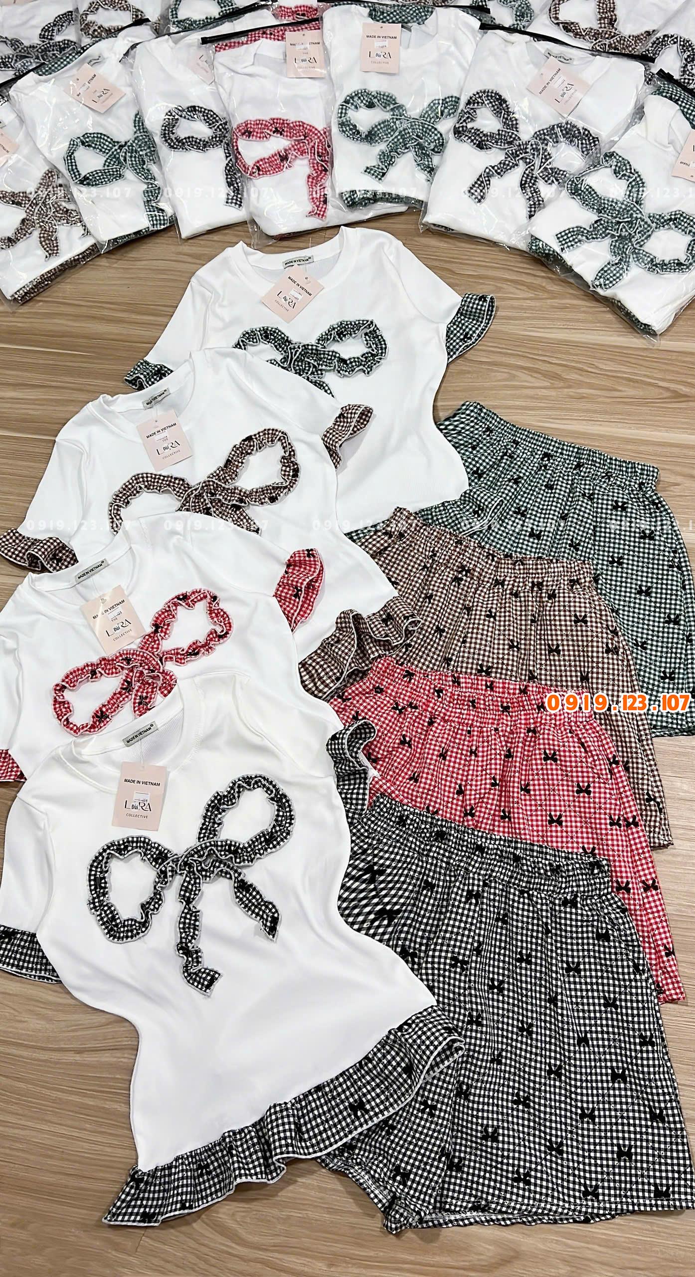 Set hottrend tăm lạnh thêu nơ siêu phẩm ri 10