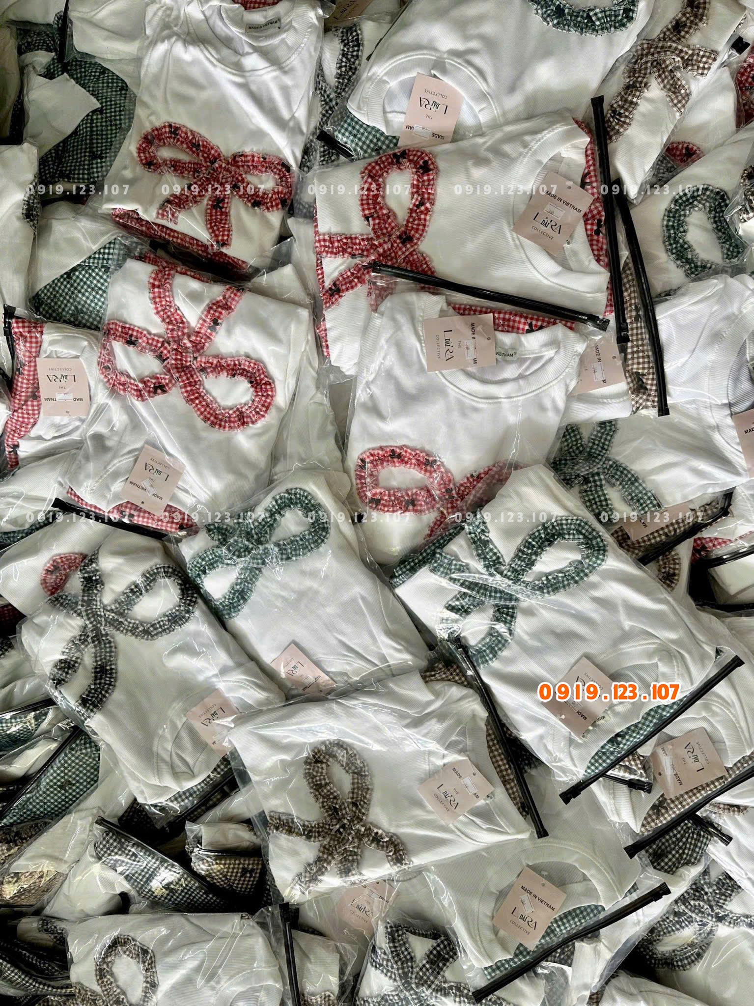 Set hottrend tăm lạnh thêu nơ siêu phẩm ri 10