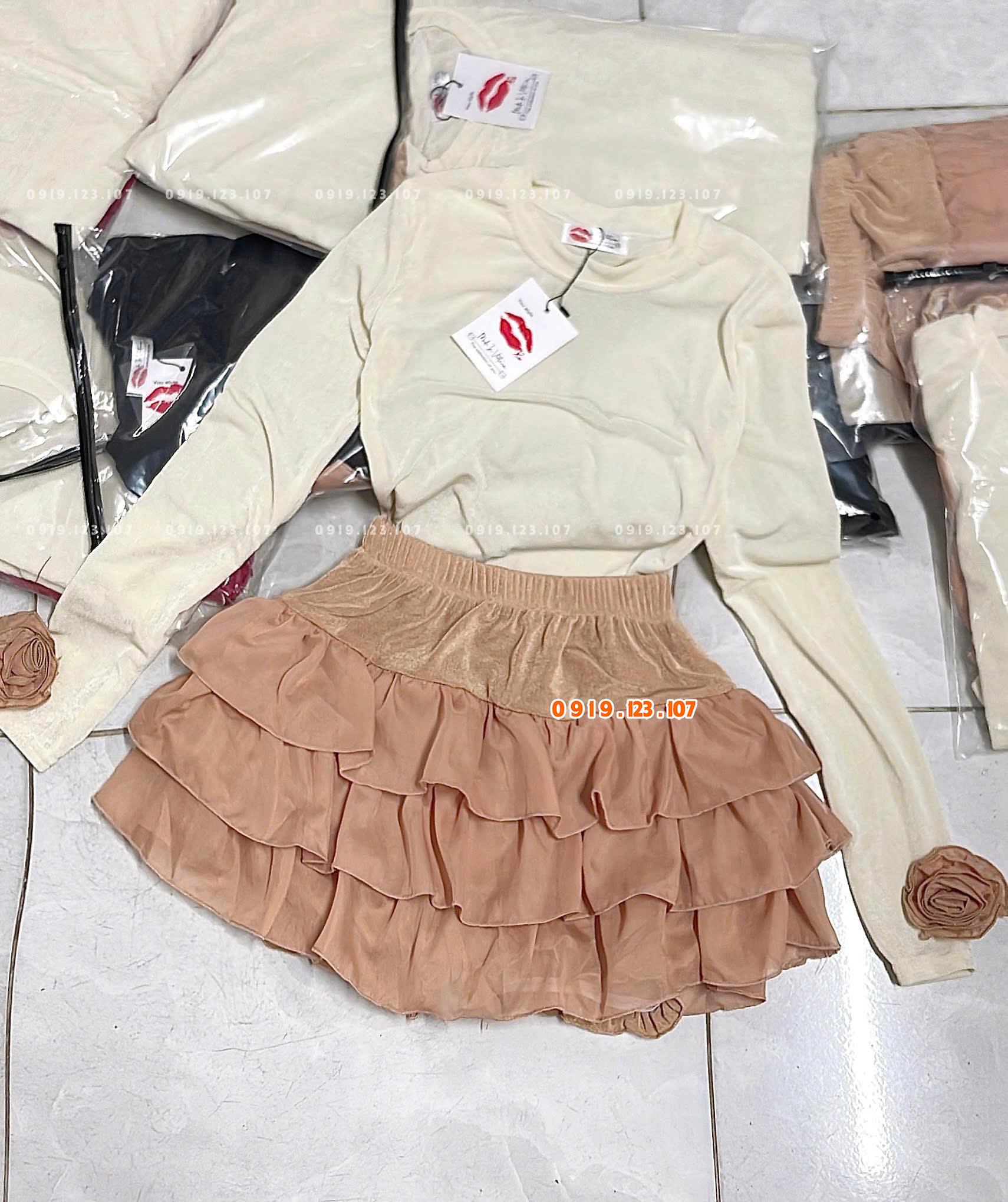 Set thiết kế áo + chân váy đẹp sỉ Ri10 110K/bộ đủ màu