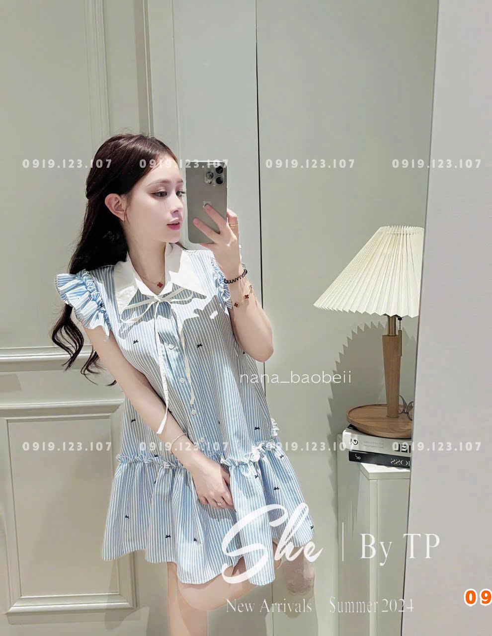 Set tk chất qc siêu phẩm td cổ bẻ phối ren + quần đùi phối ren - SBT-211TH765