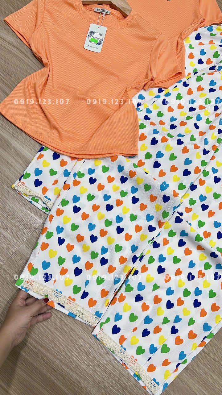 Set tt tăm lạnh + quần đủi baggy in full phối ren siêu phẩm - TH82SBT766