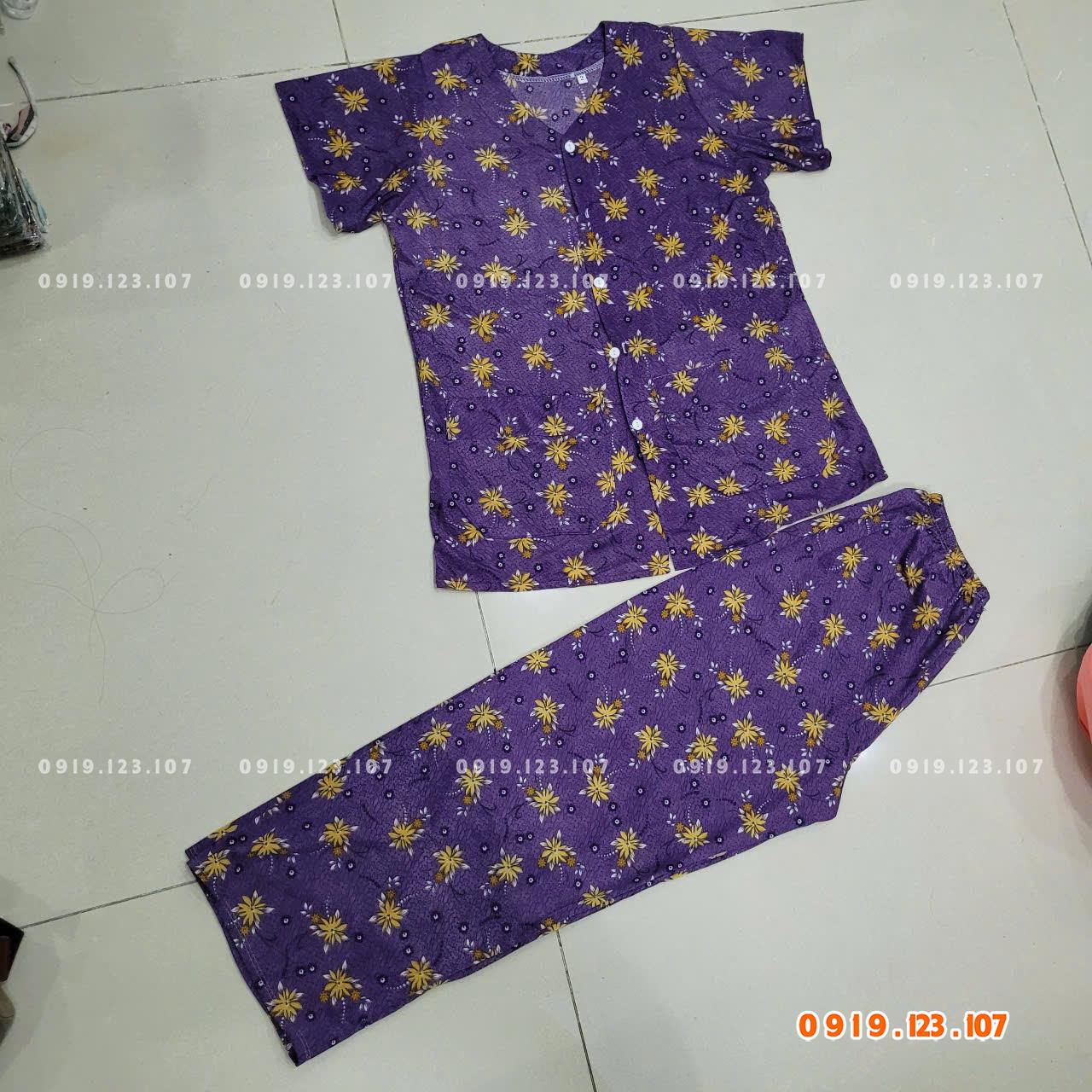 [Size 12345 35-70kg] Sỉ đồ bà già thun lạnh tay ngắn quần dài kiểu túi bà ba, có nút - MN741