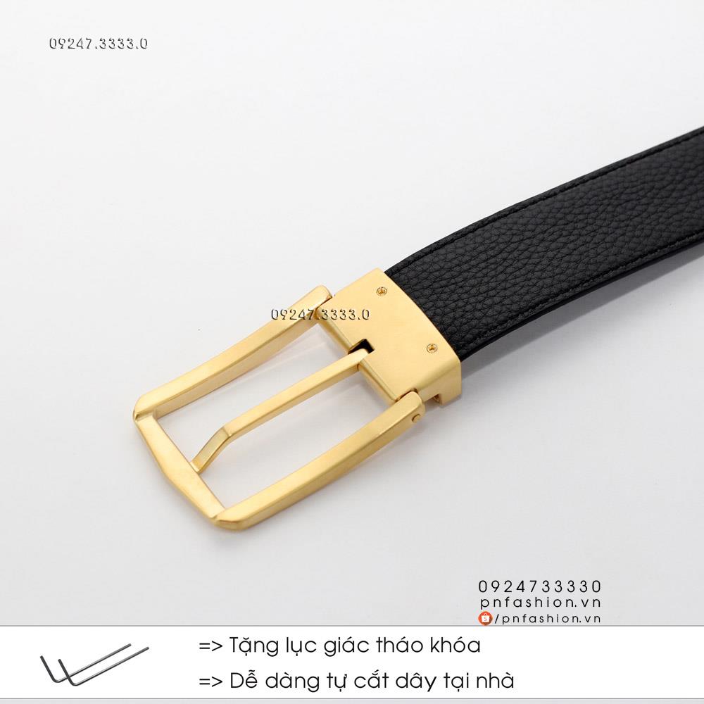 Thắt lưng nam da bò Ý (3.4cm) + đầu thép nguyên khối - PNPT11T