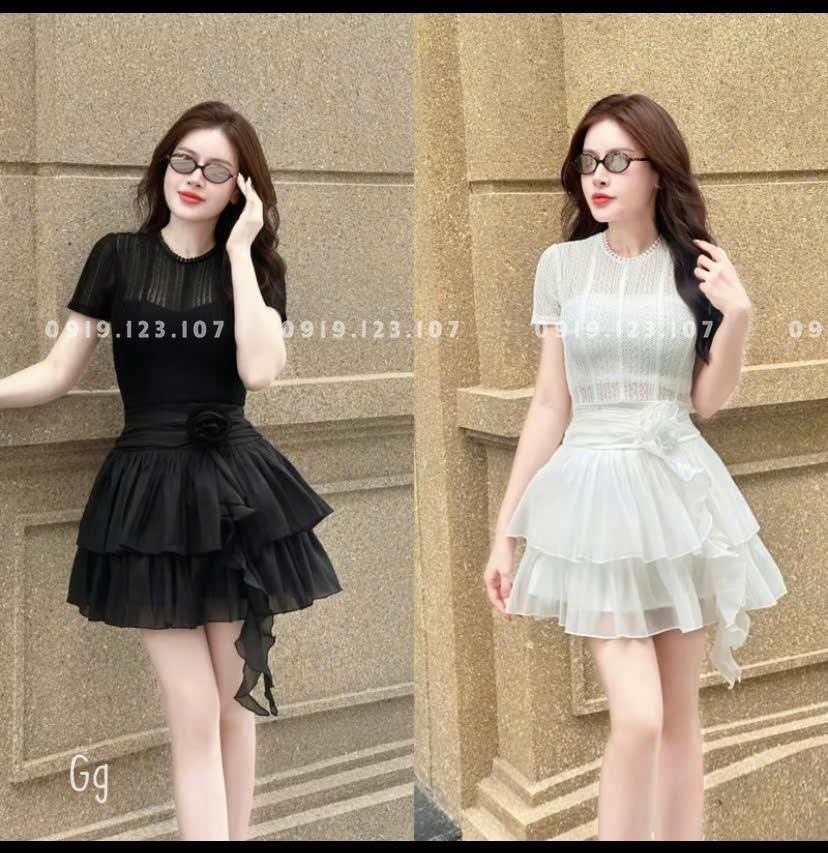 Váy ren 2 màu sỉ 115k tách 5b 120k chất ren đẹp cao cấp - SBT748