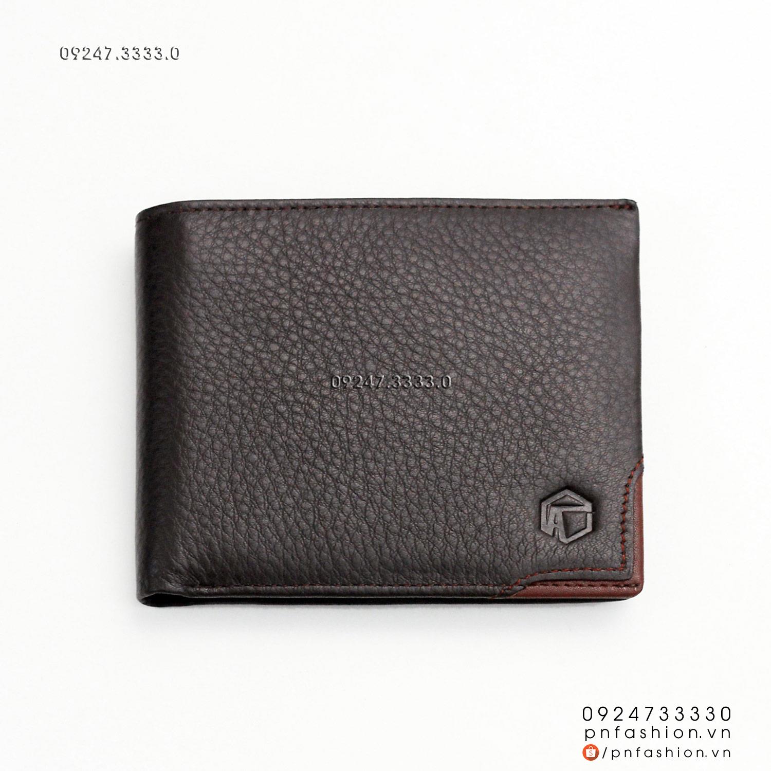 Ví nam ngang da bò Ý cao cấp [12x10cm] - PNMIN-05DN